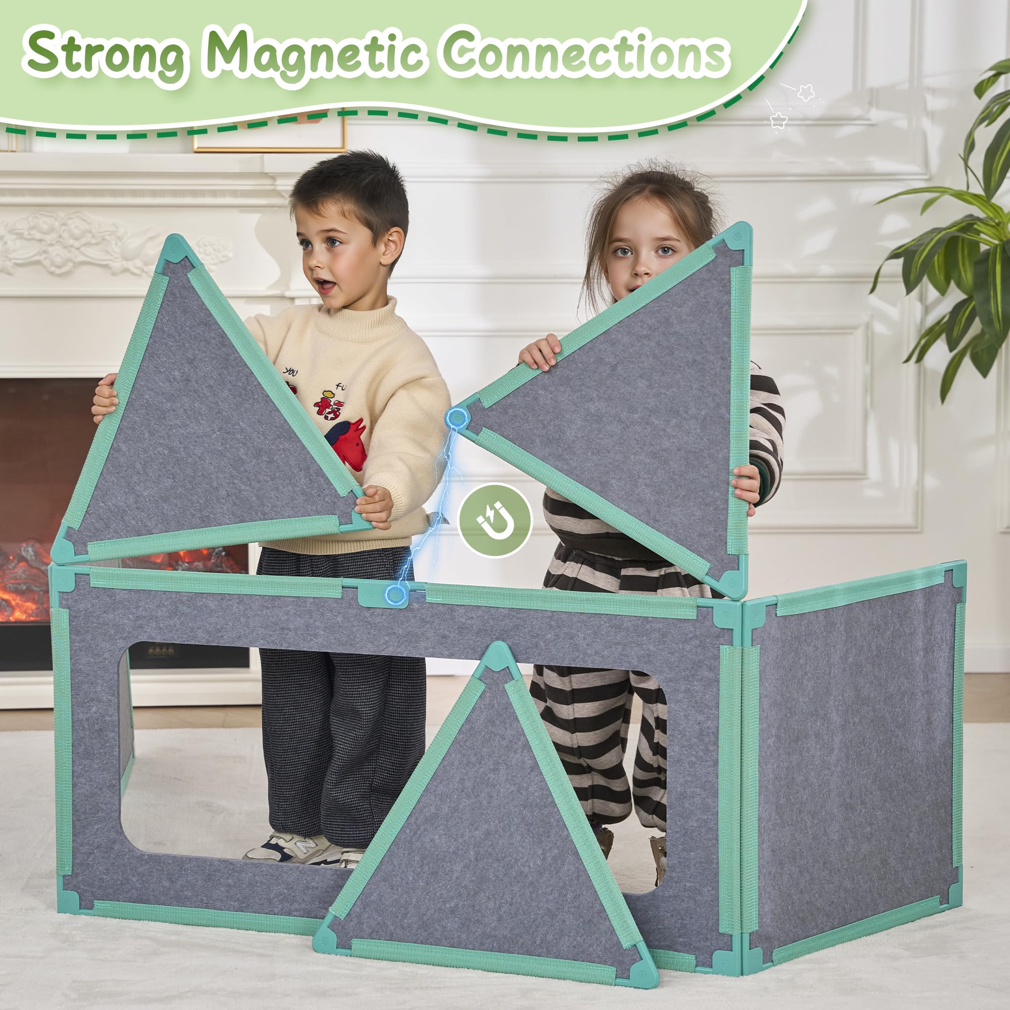 20-Piece Magnetic Fort Building Kit for Kids – Giant Modular Playhouse Panels, STEM Construction Toy for Creative Indoor Play, Ages 3+