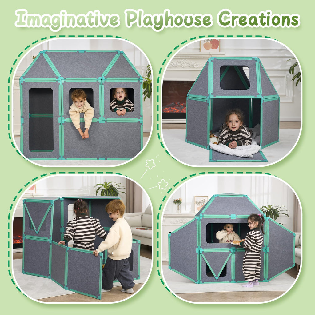 20-Piece Magnetic Fort Building Kit for Kids – Giant Modular Playhouse Panels, STEM Construction Toy for Creative Indoor Play, Ages 3+